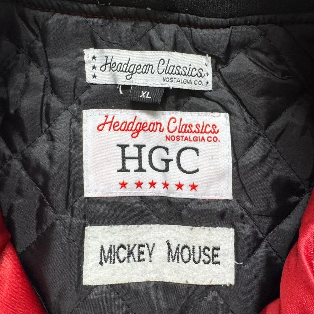 Headgear Classics Mickey Mouse Jacket Youth XL Red Chicago Satin Varsity Bomber